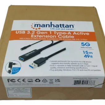 Cable Usb 3.2 Manhattan 153768 Extensión 15m Negro Negro