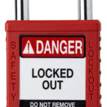 Candado De Seguridad Para Bloqueo Brady 99552 Arco De Acero Color Rojo