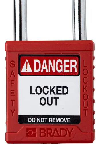Candado De Seguridad Para Bloqueo Brady 99552 Arco De Acero Color Rojo