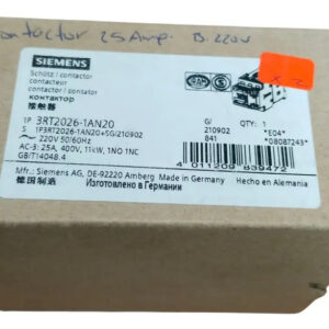 3rt2026-1an20 Siemens Contactor 25amps B-220vac S0 C-1na-1nc