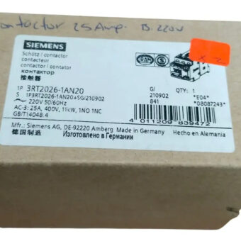 3rt2026-1an20 Siemens Contactor 25amps B-220vac S0 C-1na-1nc
