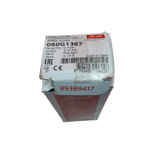 Danfoss 060g1367 Transmisor De Presión, Mbs 3300, 0,00 Bar