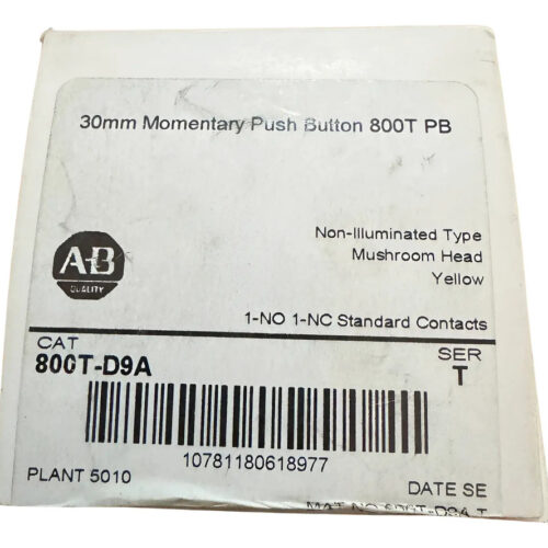 Allen Bradley, 800t-d9a, Cabeza Hongo Pulsador Amarillo 30 M Amarillo