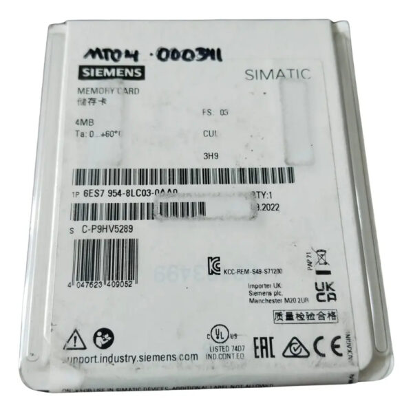 Siemens Memory Card Mmc 4mb 6es7 954-8lc03-0aa0 Plc S7-300