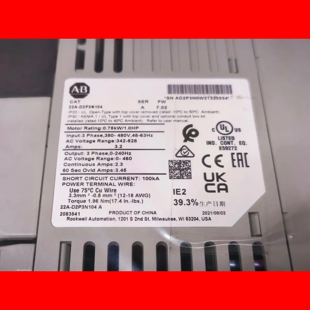 22a-d2p3n104 Allen Bradley 3 Fases 2 3 A 240hz Ip20 Modbus - Imagen 5