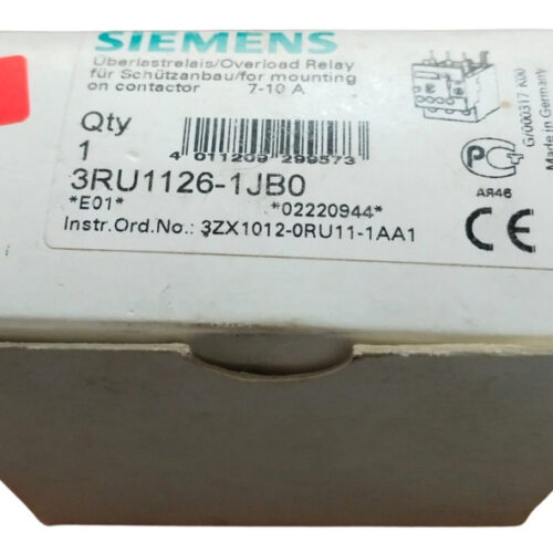Siemens 3ru1126-1jb0 Relé De Sobrecarga 7...10 A