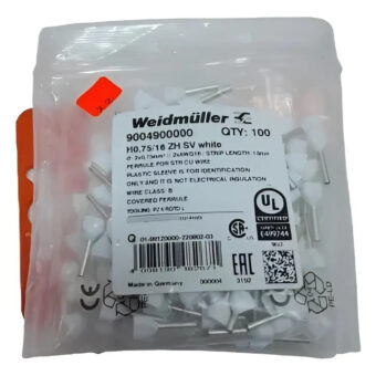 Weidmuller 9004900000 Punta Doble 18awg Bolsa Con (100)pz Blanco