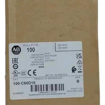 Allen Bradley 100-c60d10 Contactor Iec 60 A 3 Polos 120 Vca
