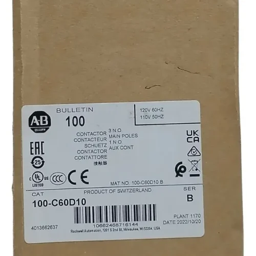 Allen Bradley 100-c60d10 Contactor Iec 60 A 3 Polos 120 Vca