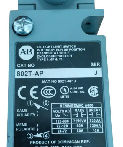 Limit Switch Allen Bradley 802t-ap Ser J Gris