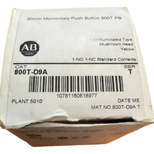 Allen Bradley, 800t-d9a, Cabeza Hongo Pulsador Amarillo 30 M Amarillo