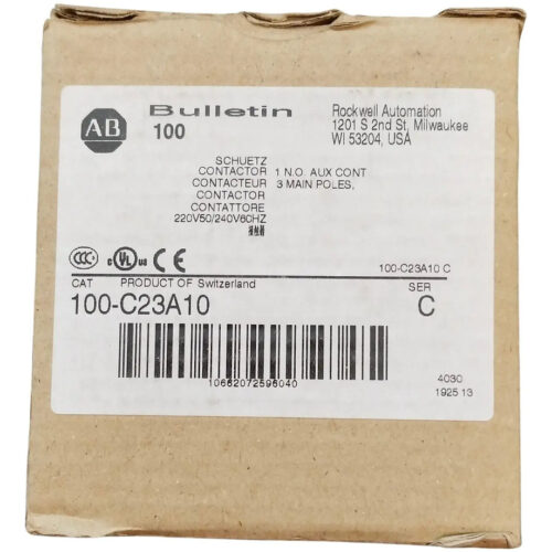 Allen Bradley 100-c23a10 Contactor 23 Amp 240 Vac 60 Hz
