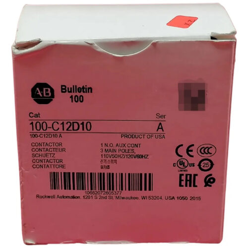 Allen Bradley 100-c12d10 Contactor,12 A,110v 50 Hz / 120v 60