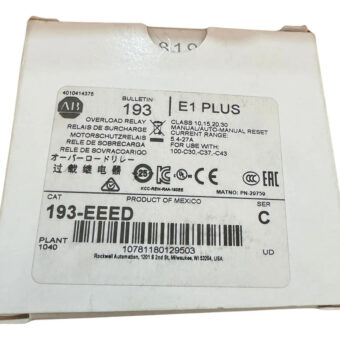Allen-bradley 193-eeed Relay, Overload, 5.4 - 27.0a, Selecta