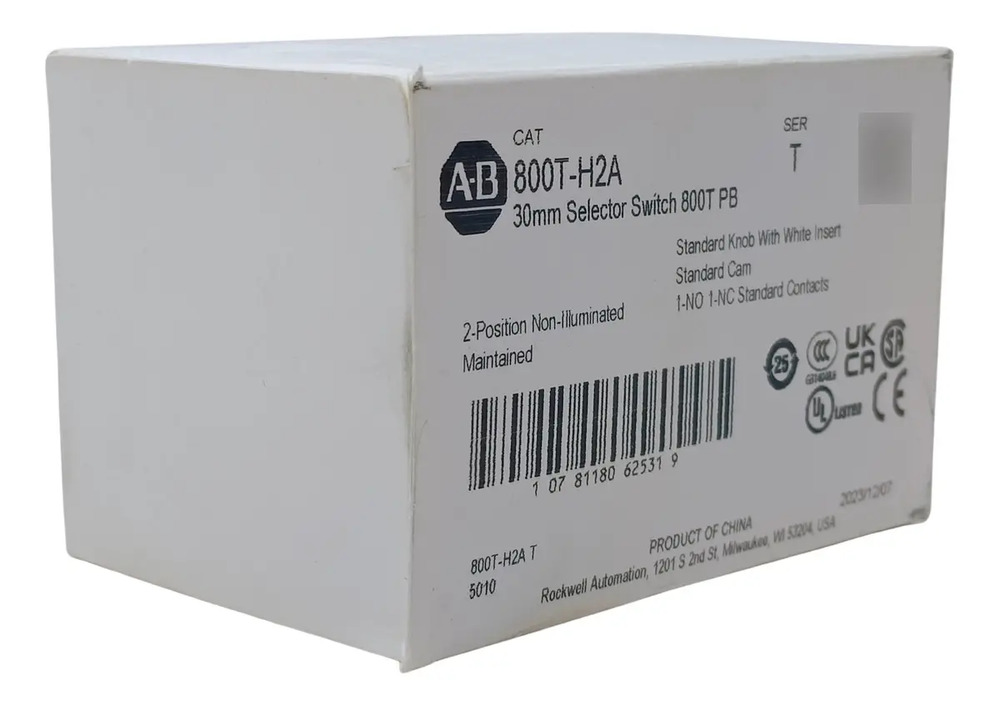 800t-h2a Allen Bradly Interruptor Selector De 2 Posiciones Blanco - Imagen 2