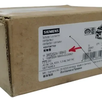 Siemens 3rt2024-1bb40 Contactor 12amp 5.5kw 1na+1nc 24vdc