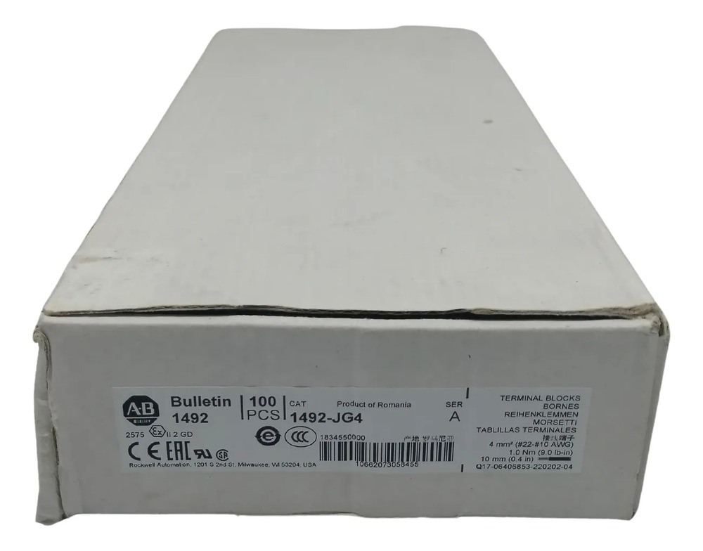Allen Bradley 1492-jg4 Terminal Blokc Lot 100 Pz