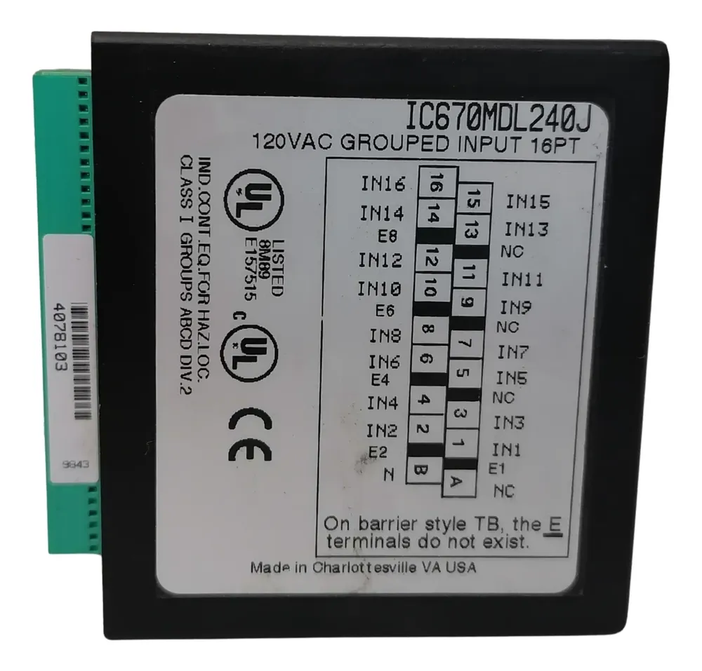 Fanuc Ic670mdl240j Grouped Input 16pt