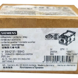 3rh2131-1bb40 Siemens Contactor Aux 3na-1nc B-24vdc