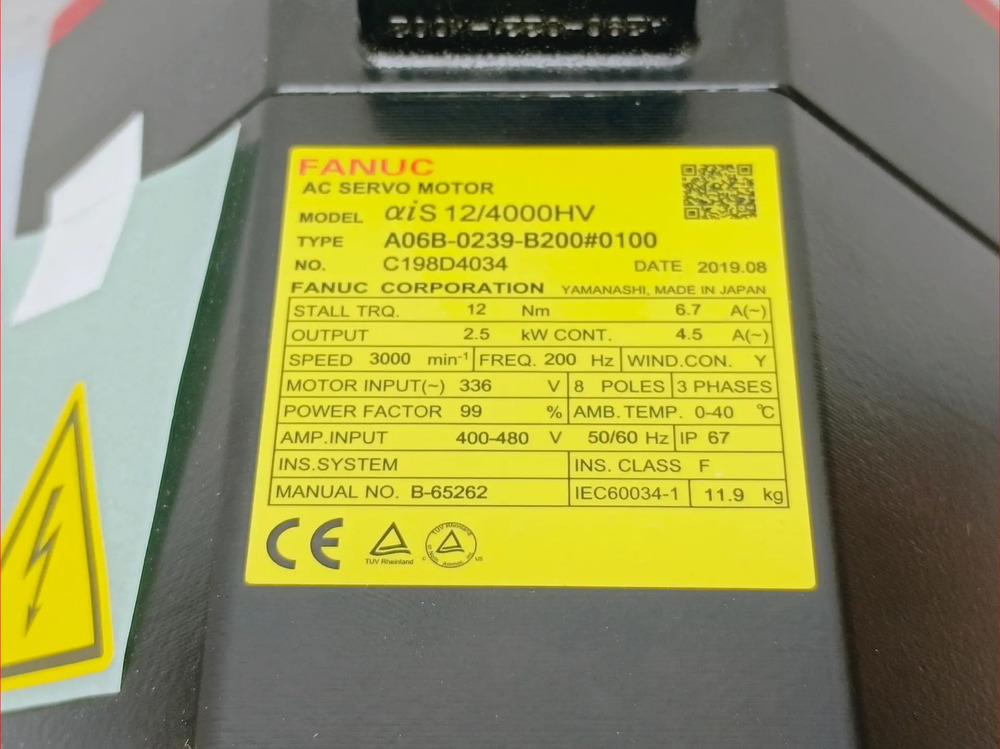 Fanuc A06b-0239-b200#0100 Servo Motor Motor Ais12/4000hv - Imagen 5