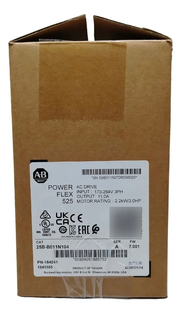 Allen Bradley 25b-b011n104 / Powerflex 525 Ac Drive 3hp
