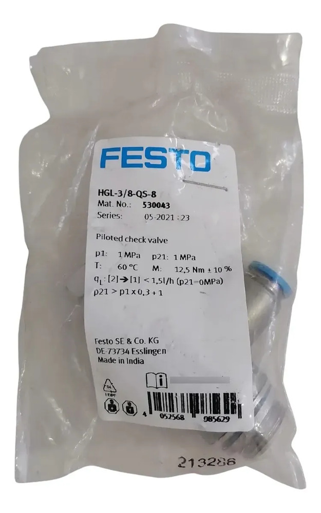Festo Hgl-3/8-qs-8 Valvula Antirretorno Pilotada 530043