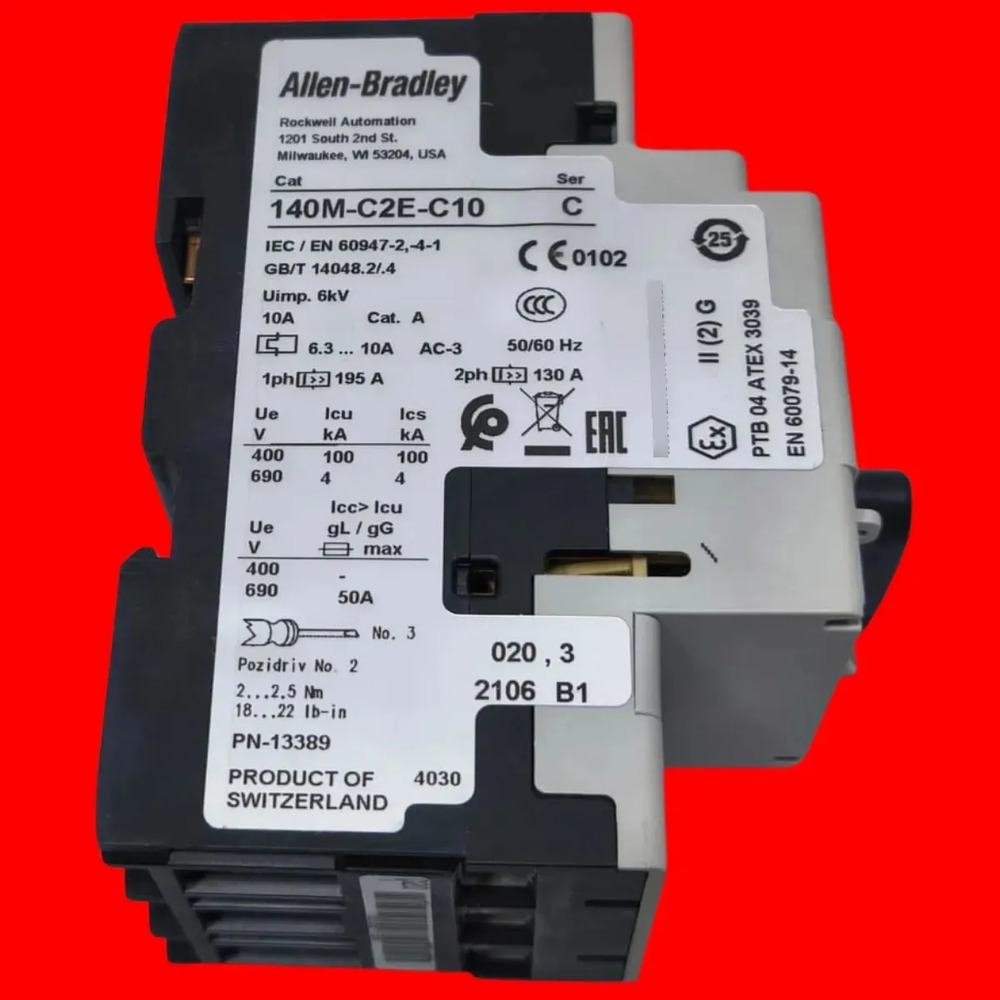 Allen Bradley 140m-c2e-c10 Guardamotor 3p 6.3-10a 50hz/60hz - Imagen 5