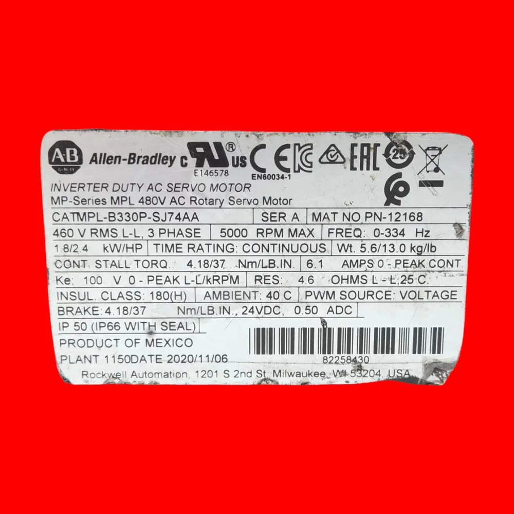 Allen Bradley Mpl-b330p-sj74aa Servo Motor - Imagen 5