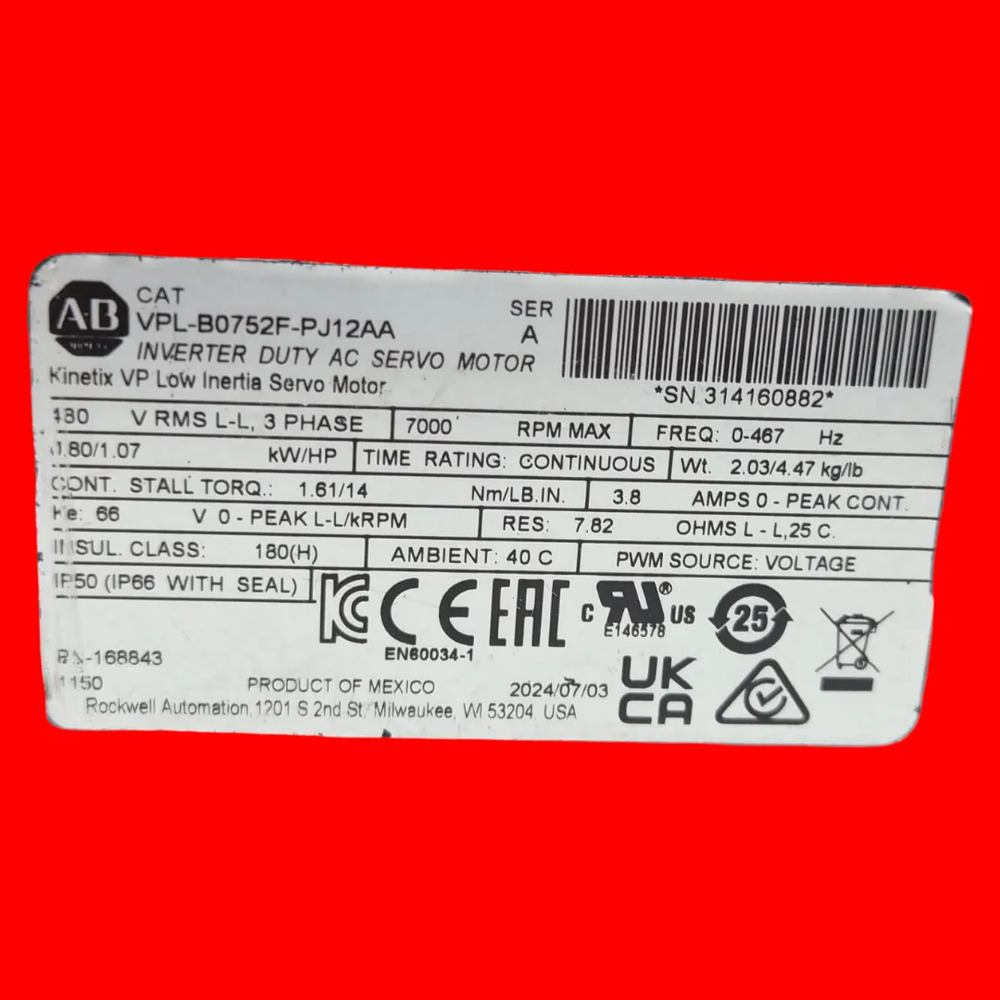 Servomotor Allen-bradley Vpl-b0752f-pj12aa - Imagen 3