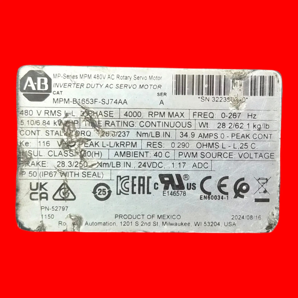 Allen-bradley Mpm-b1653-sj74aa Servomotor Síncrono - Imagen 3