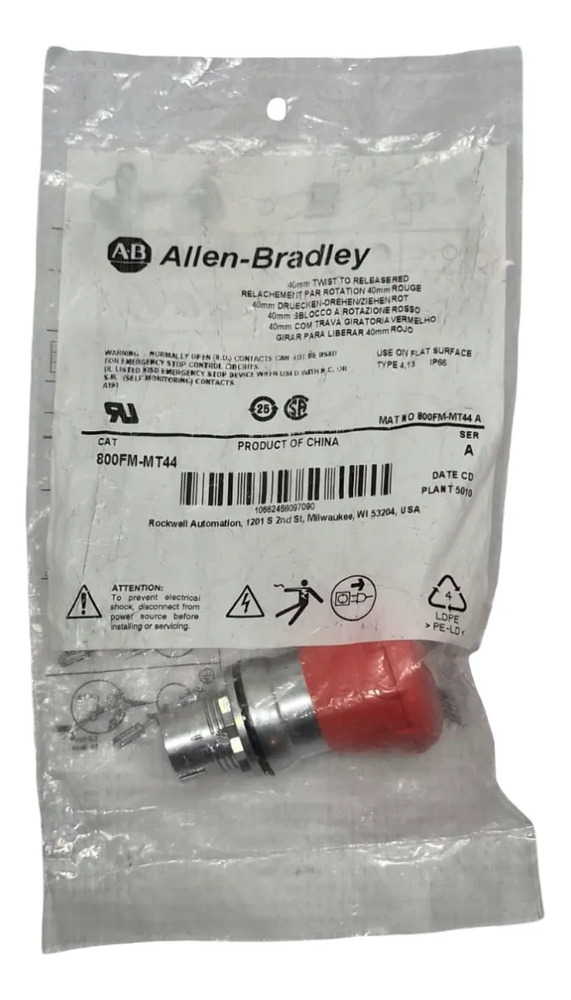 Allen-bradley 800fm-mt44 Twist To Release Red 40mm