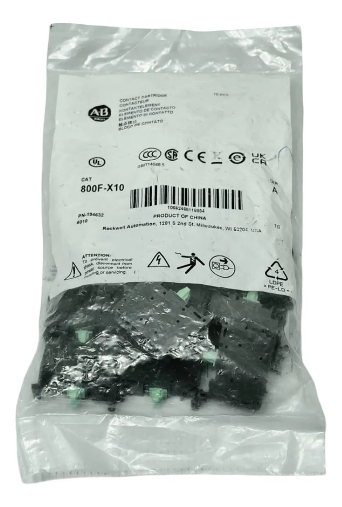 Allen Bradley 800f-x10 Block De Contactos Bolsa De 10 Pz Gris